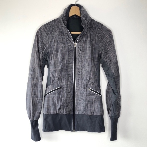 Lululemon Grey Plaid Zip-Up - Picture 1 of 9